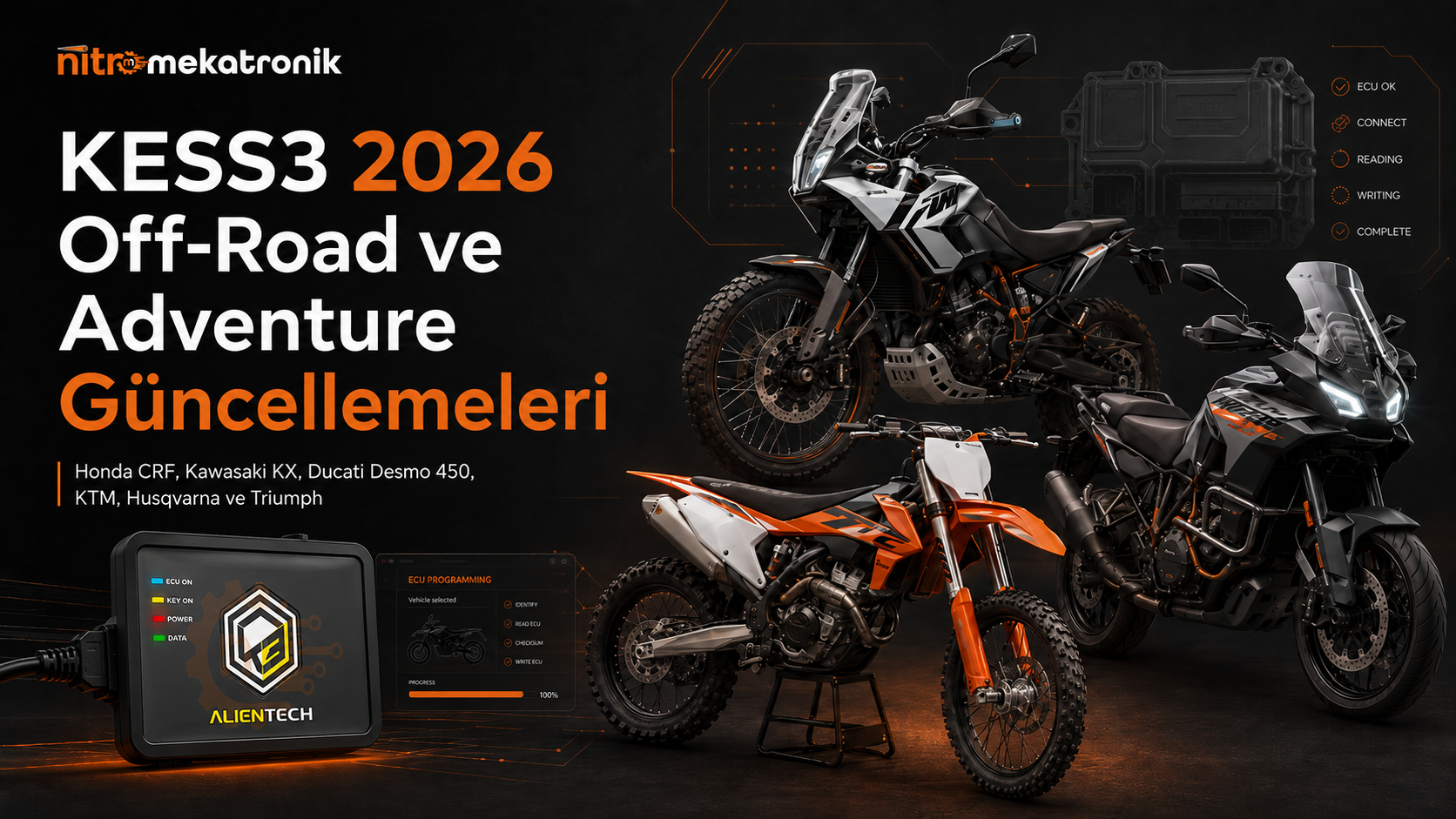 Alientech KESS3 2026: Off-Road ve Adventure Motorsiklet Güncellemeleri | Nitro Bilişim