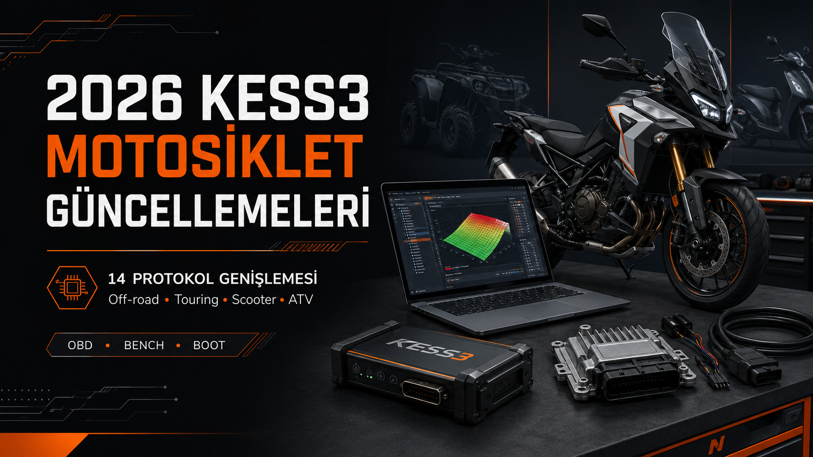 Alientech KESS3 2026: Motorsiklet Güncellemeleri (Off-Road, Touring, Scooter ve ATV)