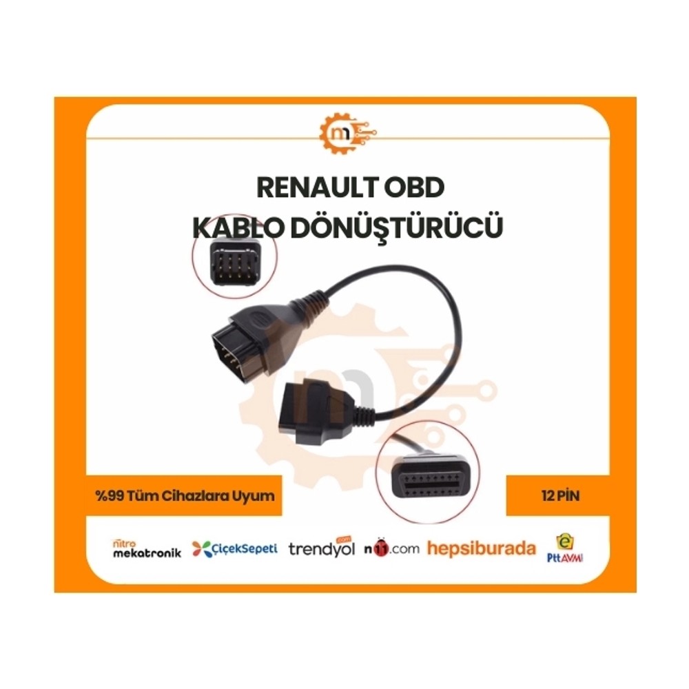 12 Pin Renault OBD Kablo Dönüştürücü