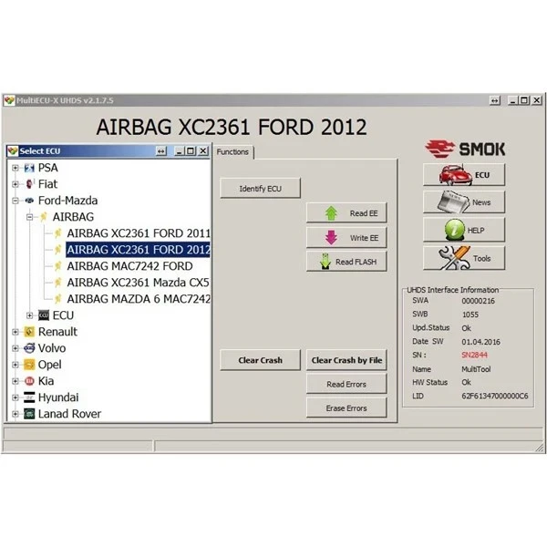EU0012 Ford AirBag Crash Erase resmi